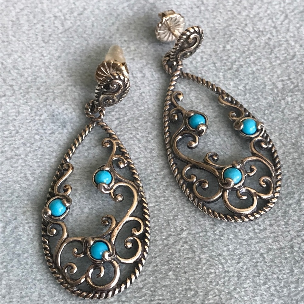 Sterling Silver and Sleeping Beauty Turquoise Drop Earrings